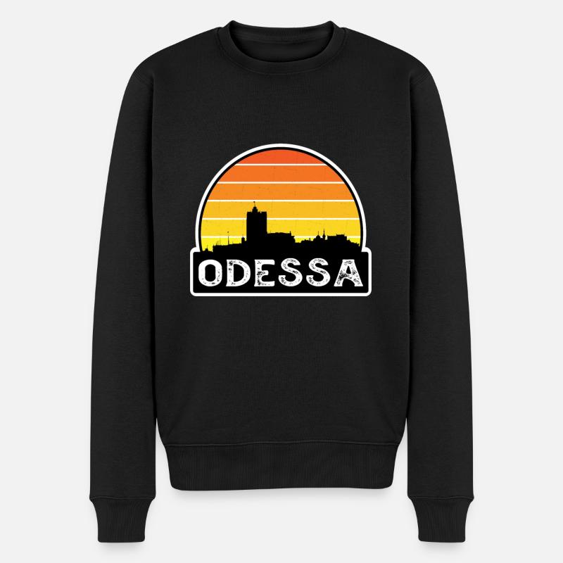 Odessa Ukraine Flagge Skyline Reisesouvenir - Männer Premium Bio Pullover - Schwarz
