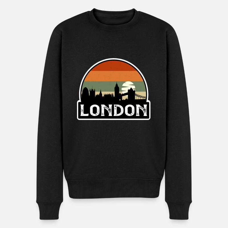 Londres Angleterre Flag Skyline Souvenir de voyage - Pull Premium bio Homme - noir