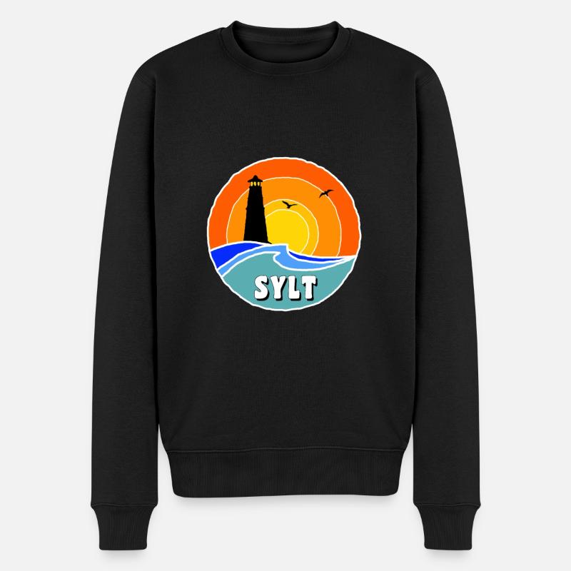 Nordsee Leuchtturm Sylt - Männer Premium Bio Pullover - Schwarz