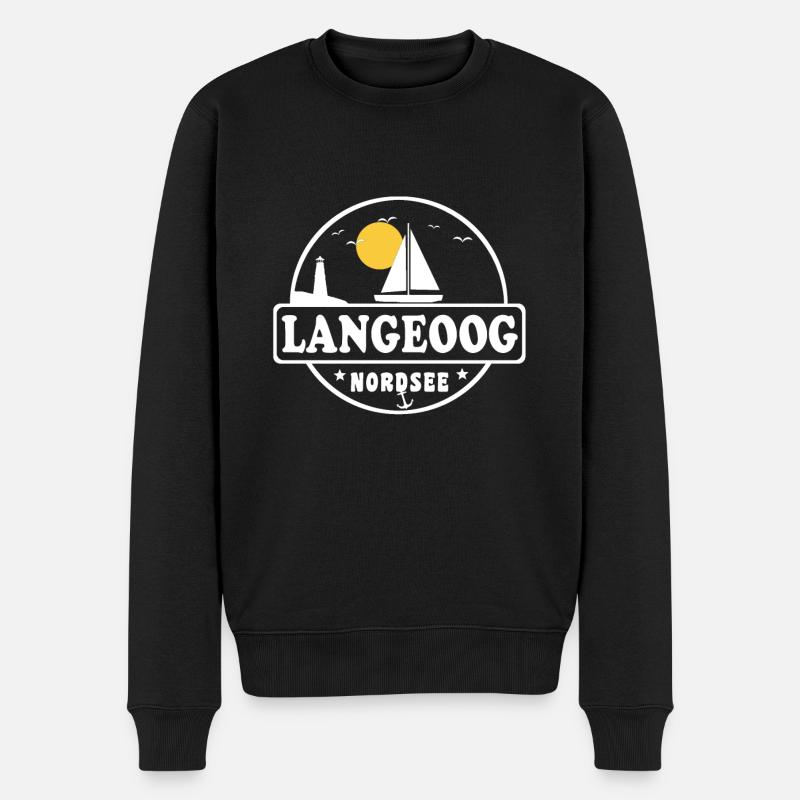 Ostsee Segelboot Leuchtturm Langeoog - Männer Premium Bio Pullover - Schwarz