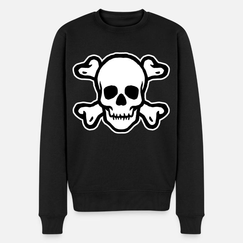 Schädel - Männer Premium Bio Pullover - Schwarz
