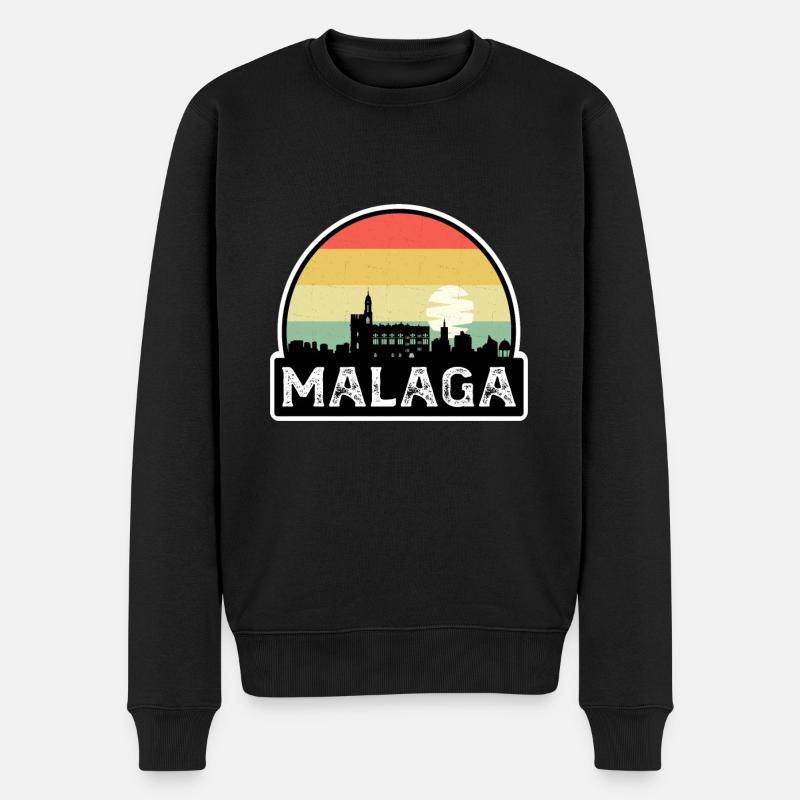 Málaga Spanien Flagge Skyline Reisesouvenir - Männer Premium Bio Pullover - Schwarz
