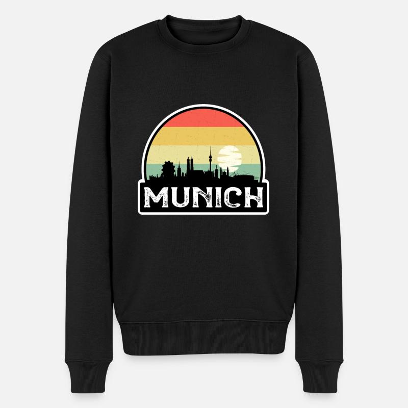 München Deutschland Flagge Skyline Reisesouvenir - Männer Premium Bio Pullover - Schwarz
