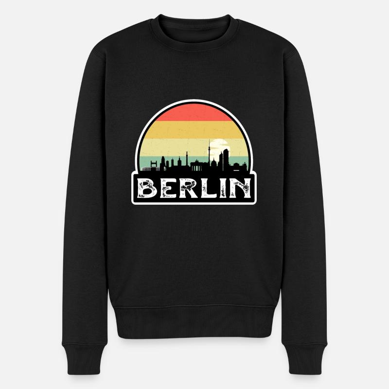 Berlin Deutschland Flagge Skyline Reisesouvenir - Männer Premium Bio Pullover - Schwarz