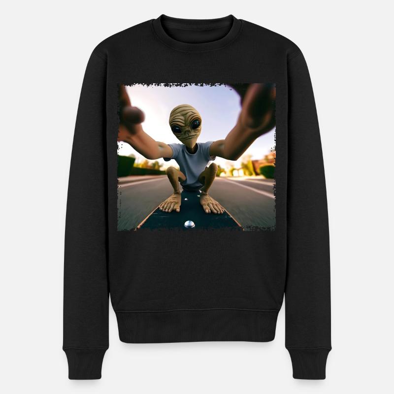 Alien Skateboard Selfie - Pull Premium bio Homme - noir