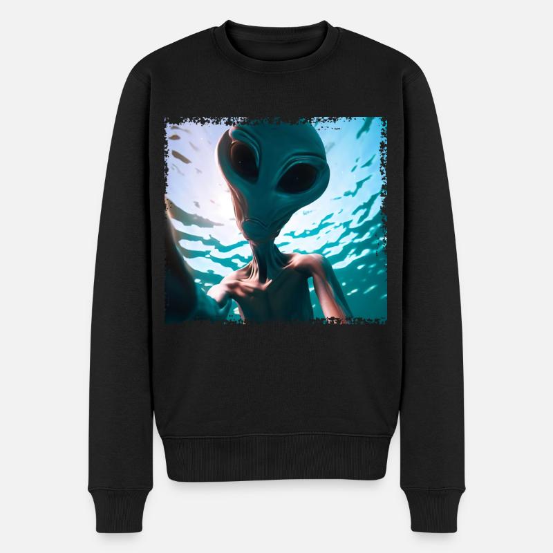 Alien Selfie - Unterwasserabenteuer - Männer Premium Bio Pullover - Schwarz