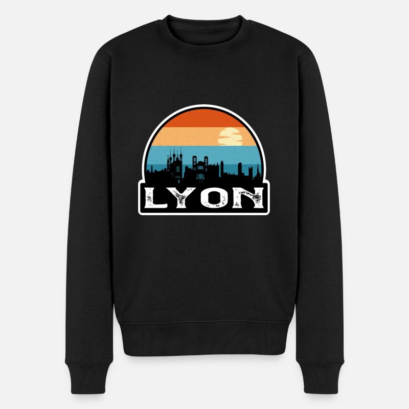 Lyon Frankreich Flagge Skyline Reisesouvenir - Männer Premium Bio Pullover - Schwarz