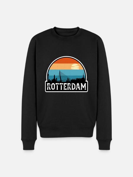 Rotterdam Netherlands Flag Skyline Travel Souvenir - Men's Premium Organic Jumper - black