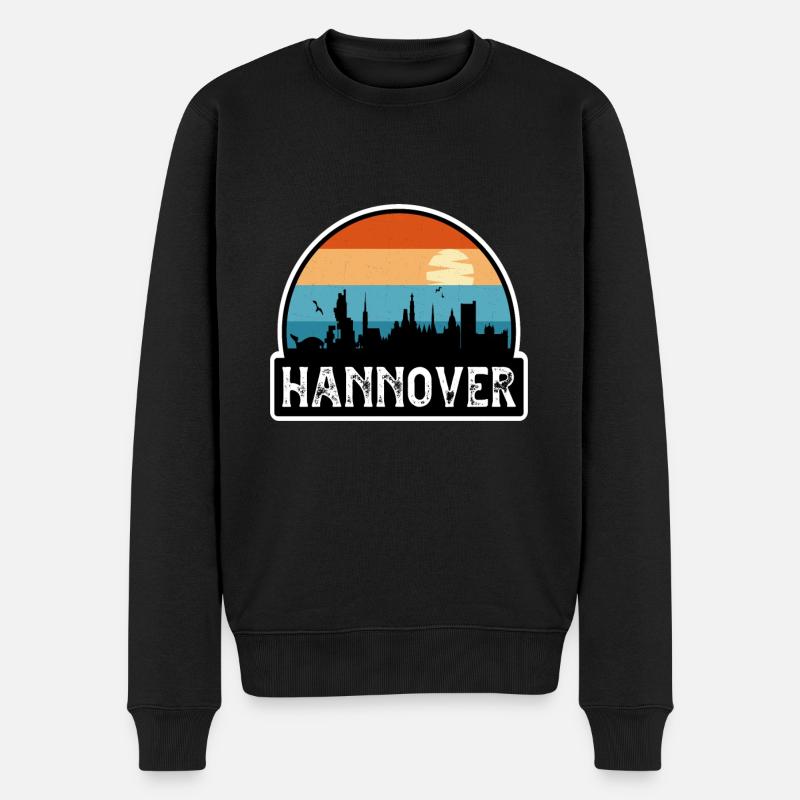 Hannover Deutschland Flagge Skyline Reisesouvenir - Männer Premium Bio Pullover - Schwarz