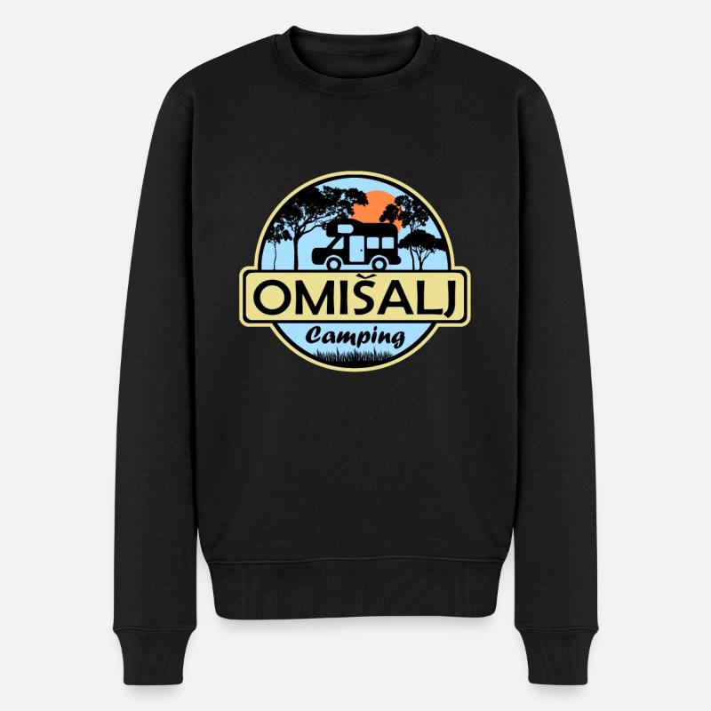 Omisalj Camping - Männer Premium Bio Pullover - Schwarz