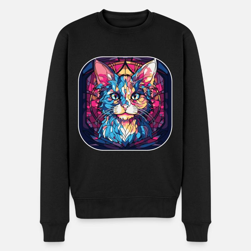Buntes Aquarellgemälde der LaPerm-Katzenrasse - Männer Premium Bio Pullover - Schwarz