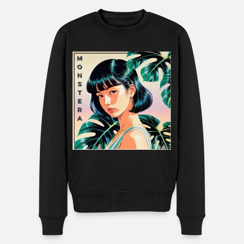 Monstera - Männer Premium Bio Pullover - Schwarz