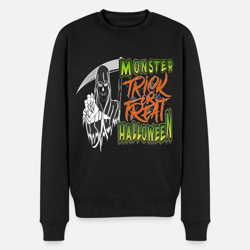 Monster Halloween Süßes oder Saures - Männer Premium Bio Pullover - Schwarz