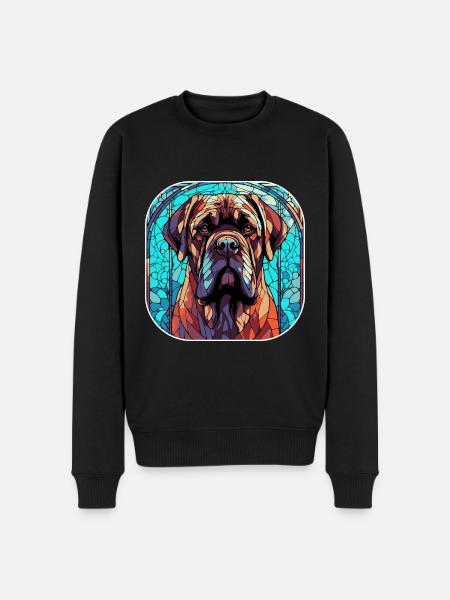 Farverig engelsk mastiff hunderace akvarel glas - Økologisk premium-sweatshirt til mænd - sort