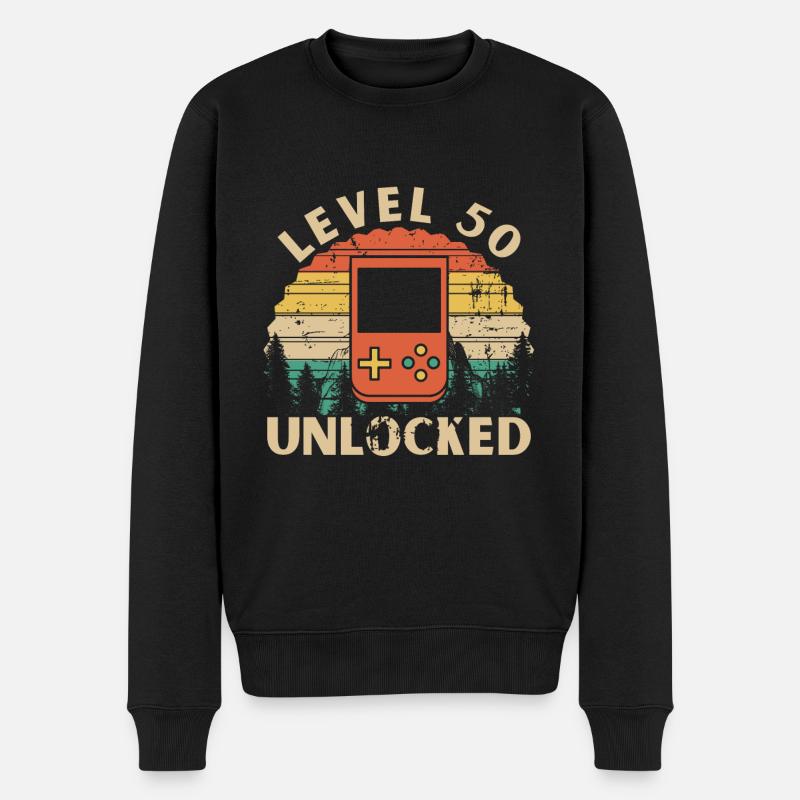 Level 50 freigeschaltet - Männer Premium Bio Pullover - Schwarz