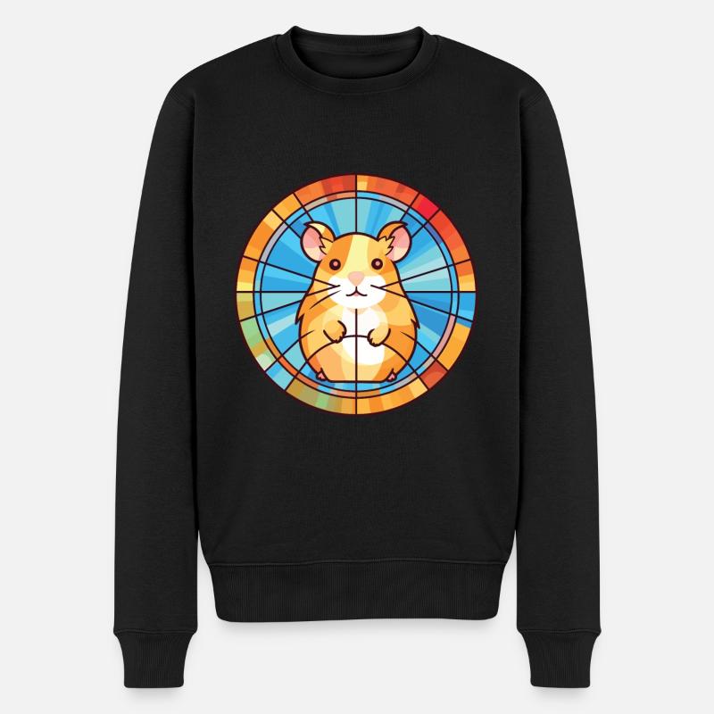Hamster Bunte Aquarell-Tierillustration - Männer Premium Bio Pullover - Schwarz