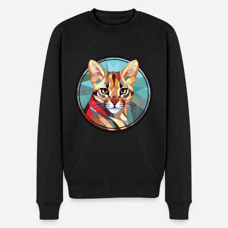 Ozelot-Katze Bunte Aquarell-Tierillustration - Männer Premium Bio Pullover - Schwarz