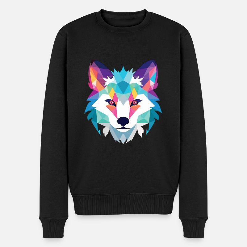 Polarfuchs Bunte Aquarell-Tierillustration - Männer Premium Bio Pullover - Schwarz