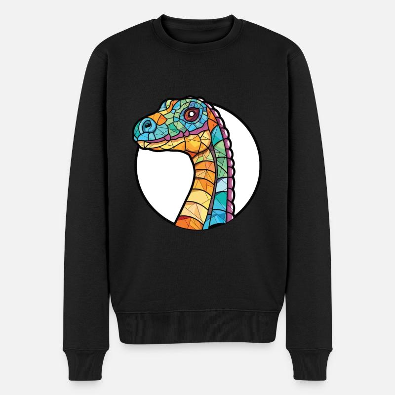 Dinosaurier Bunte Aquarell-Tierillustration - Männer Premium Bio Pullover - Schwarz
