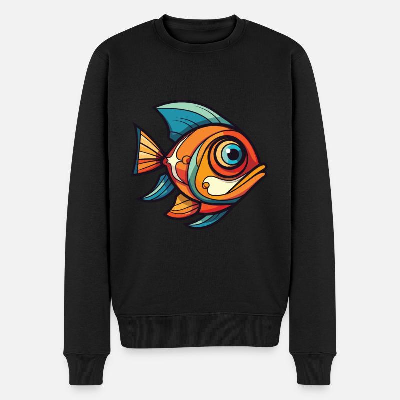 Fisch Buntes Aquarell Tier Haustier Illustration - Männer Premium Bio Pullover - Schwarz