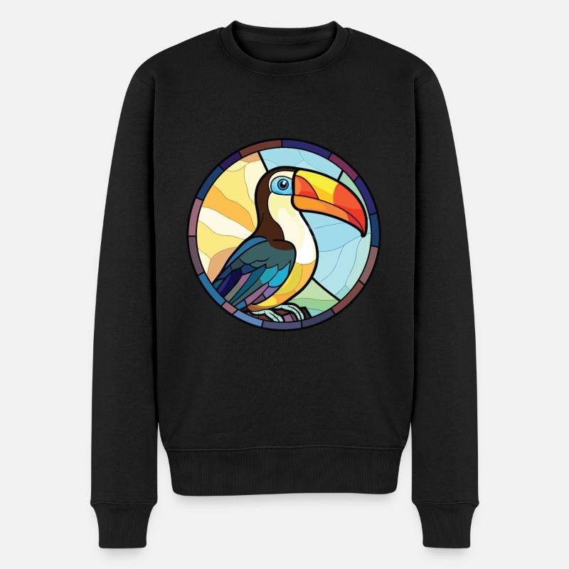 Tukan Buntes Aquarell Tier Haustier Illustration - Männer Premium Bio Pullover - Schwarz