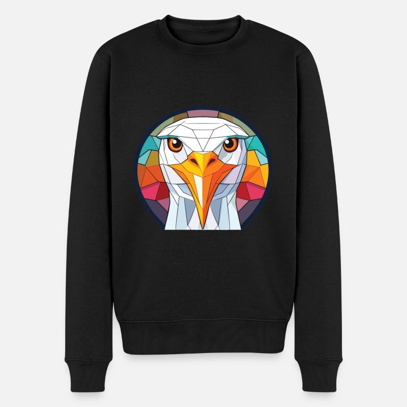 Möwe bunte Aquarell-Tier-Illustration - Männer Premium Bio Pullover - Schwarz
