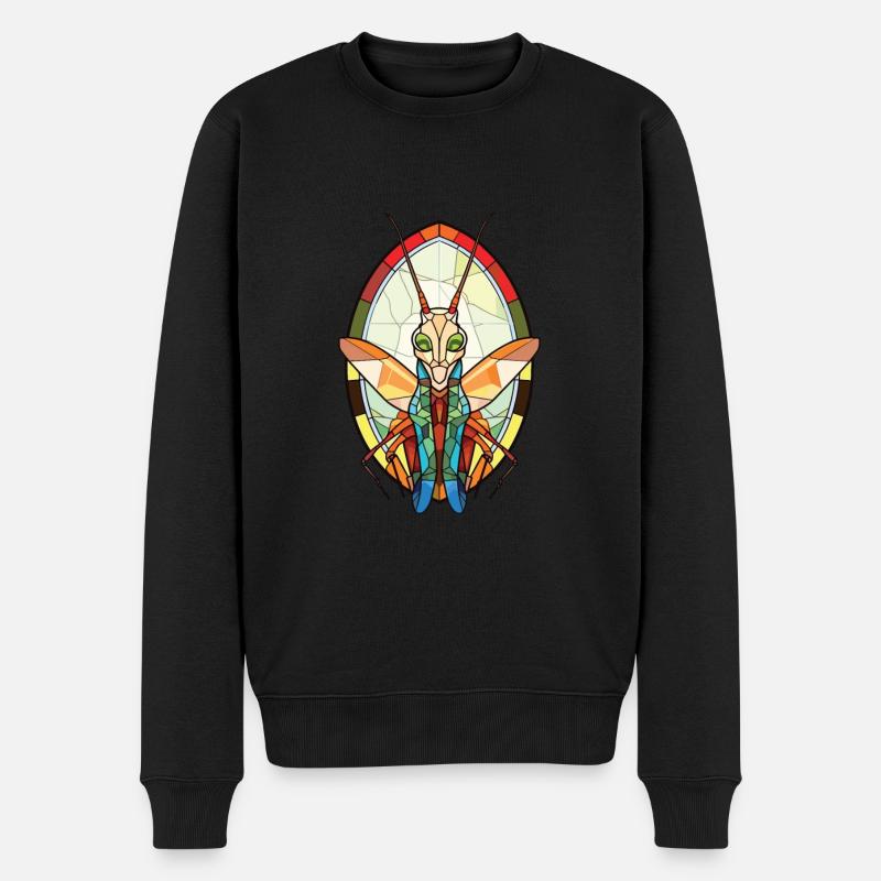 Gottesanbeterin Bunte Aquarell-Tier-Karikatur - Männer Premium Bio Pullover - Schwarz