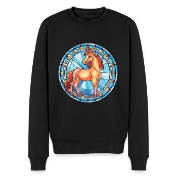 Poney Bébé Cheval Aquarelle Colorée Animal Cartoon - Pull Premium bio Homme - noir - Devant - Nico (187cm)