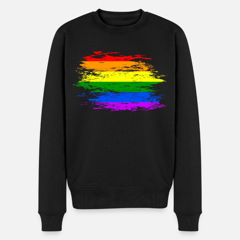 Drapeau arc-en-ciel utilisé - Pull Premium bio Homme - noir