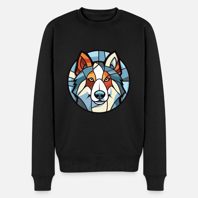 Kanadische Eskimo-Hunderasse Aquarell-Illustration - Männer Premium Bio Pullover - Schwarz