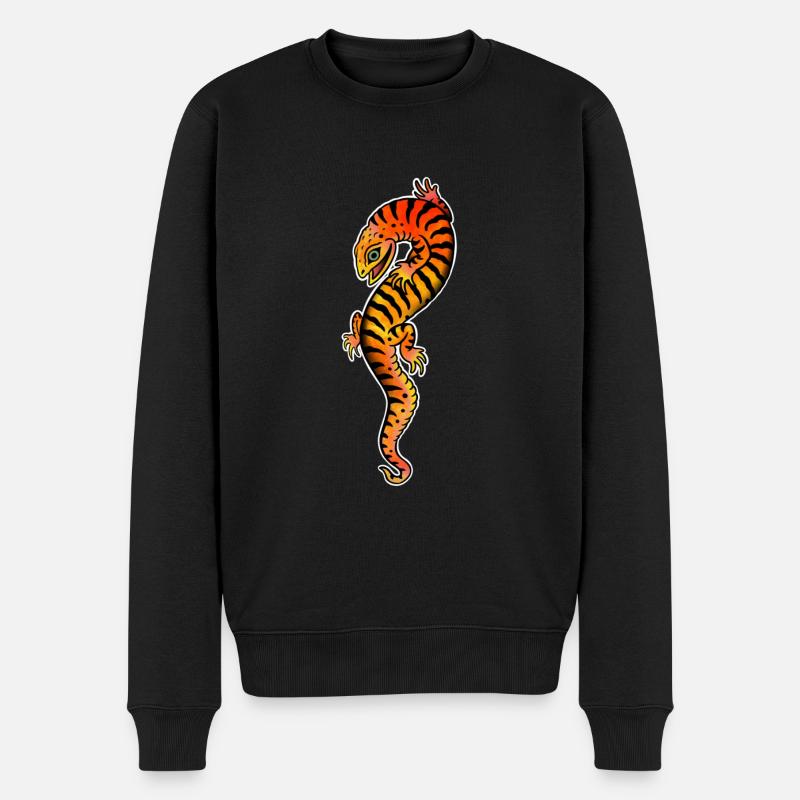 Eidechsen-Tattoo-Stil - Männer Premium Bio Pullover - Schwarz