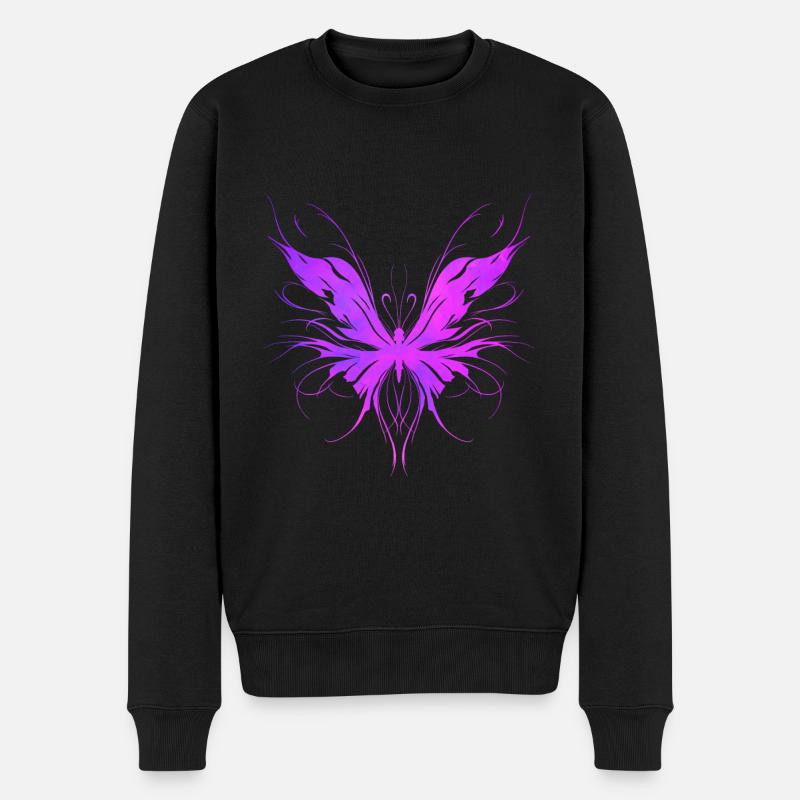 Lila Müll-Schmetterling - Männer Premium Bio Pullover - Schwarz