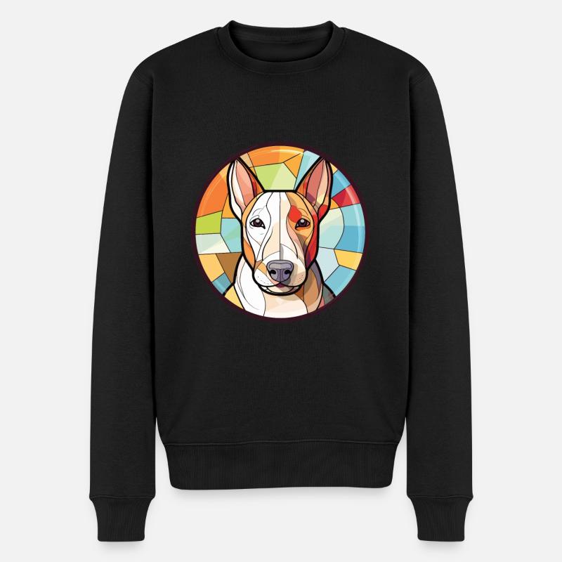 Bullterrier-Hunderasse Aquarell-Illustration - Männer Premium Bio Pullover - Schwarz