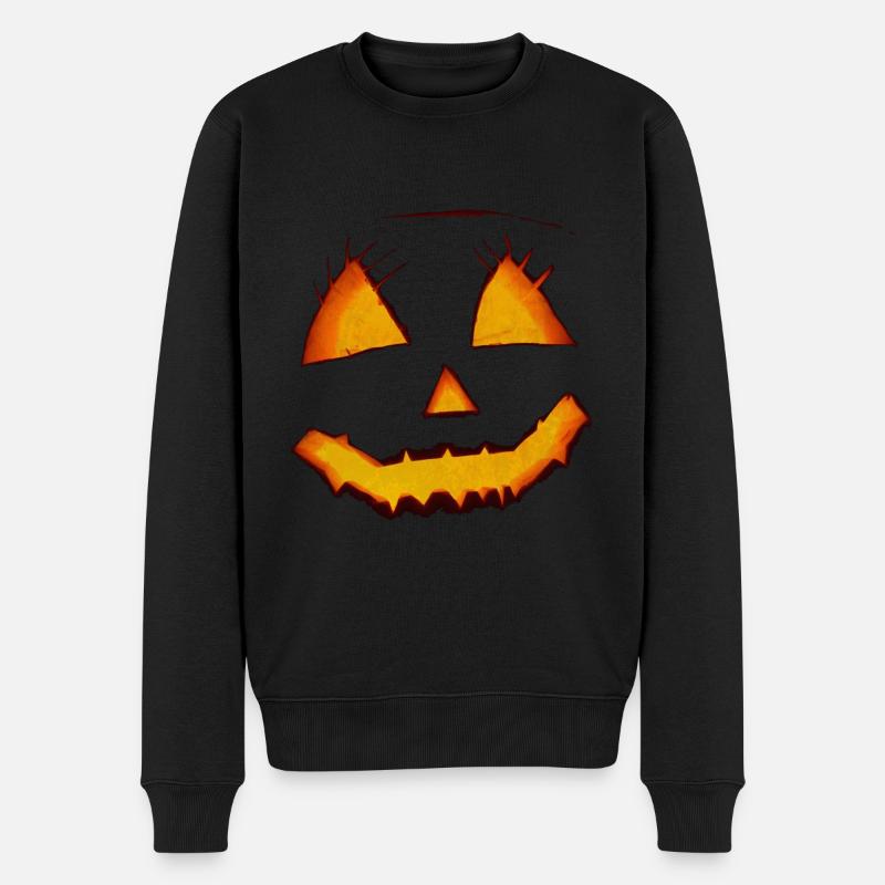 Pumpkin Halloween - Männer Premium Bio Pullover - Schwarz