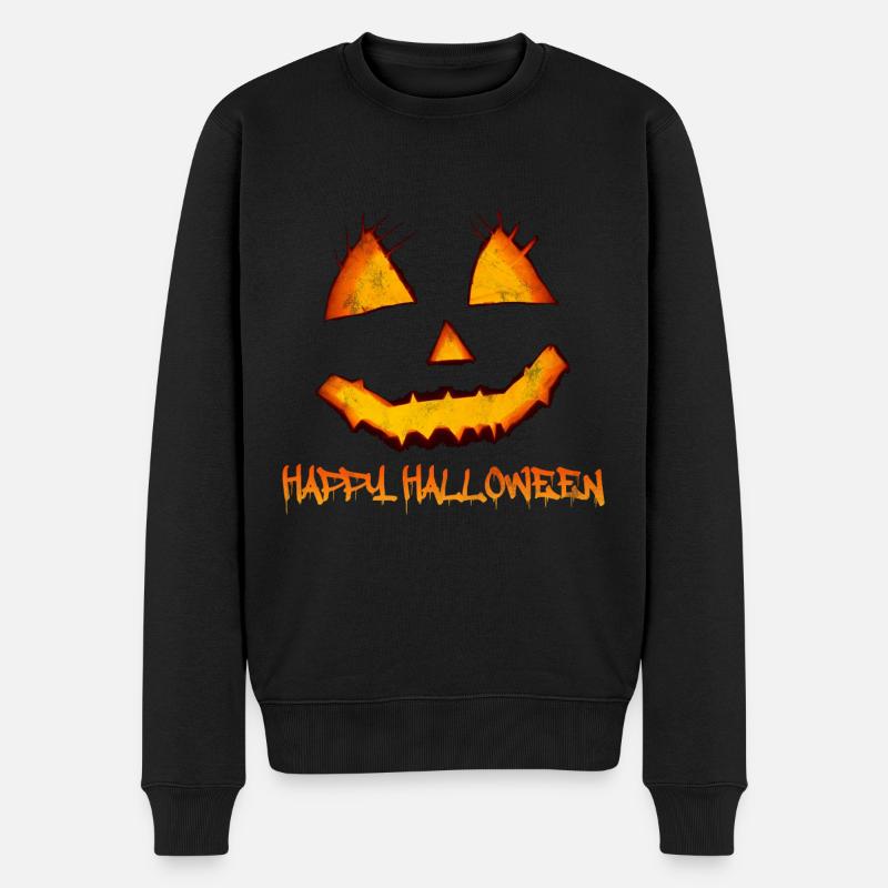 Pumpkin Halloween - Männer Premium Bio Pullover - Schwarz