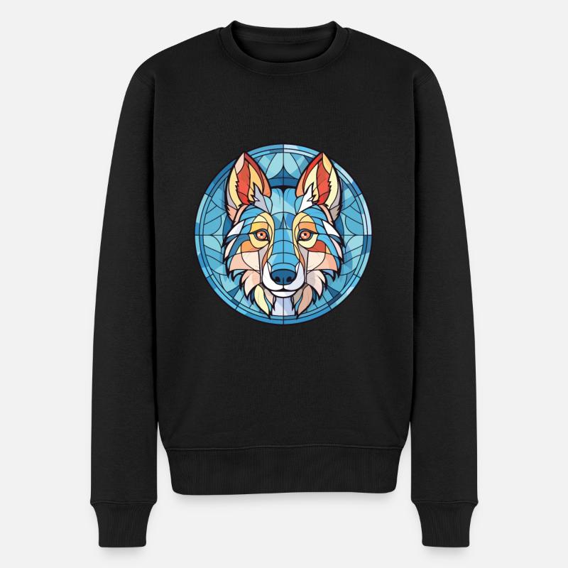 Tchécoslovaque, chien-loup, chien, race, aquarelle colorée - Pull Premium bio Homme - noir