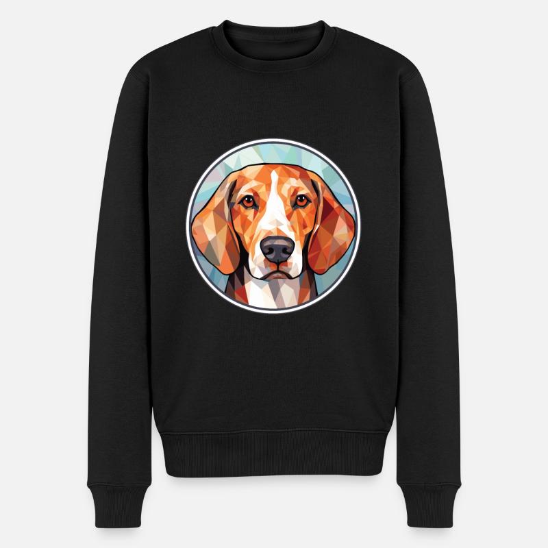 Englische Foxhound-Hunderasse Aquarell-Illustration - Männer Premium Bio Pullover - Schwarz