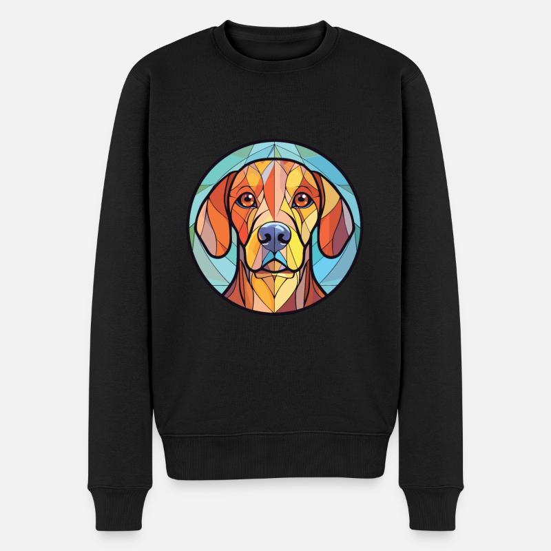 Broholmer Hunderasse Aquarell Glas Illustration - Männer Premium Bio Pullover - Schwarz