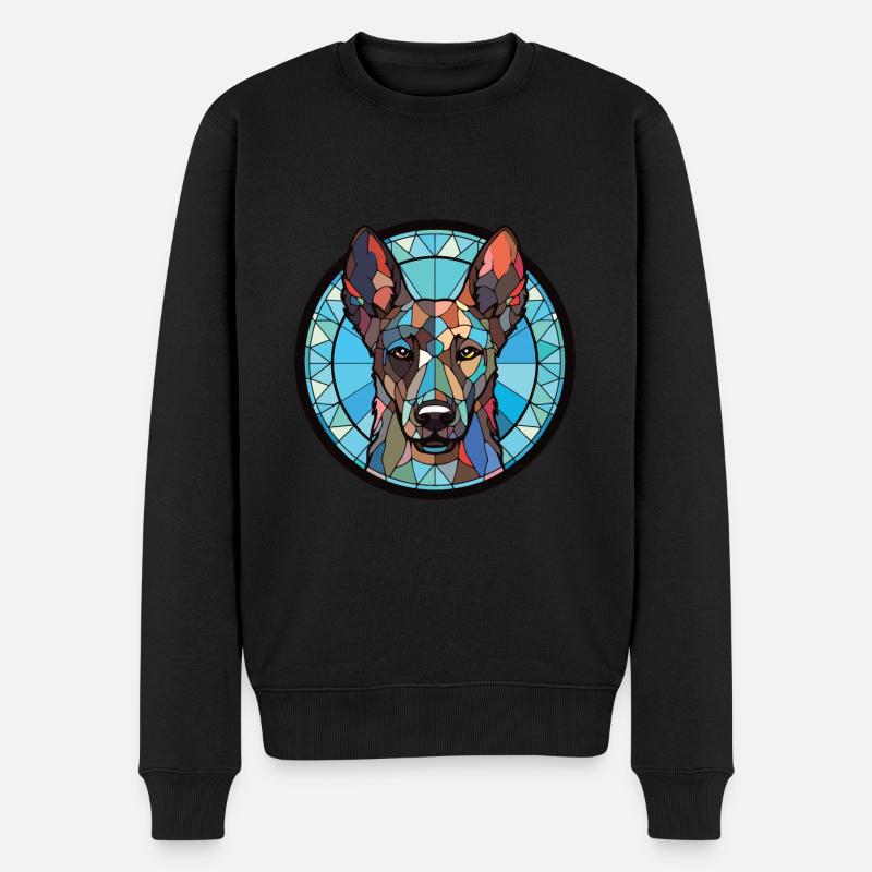 Holländischer Schäferhund Rasse Aquarell Illustration - Männer Premium Bio Pullover - Schwarz