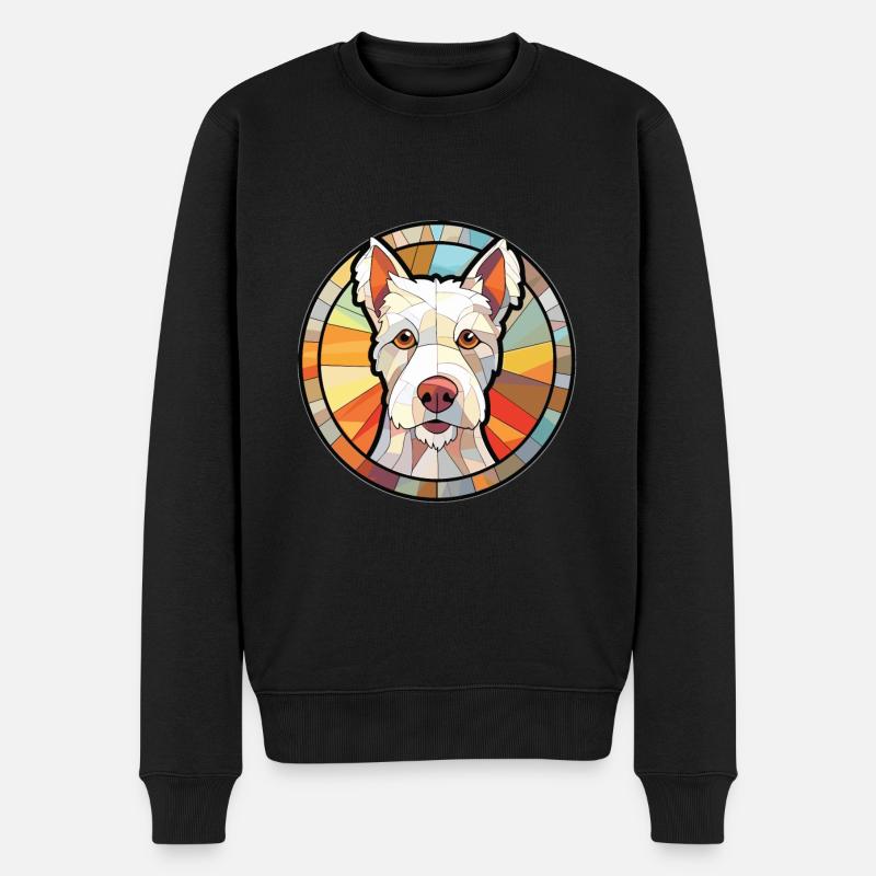 Englisch White Terrier Hunderasse Aquarellglas - Männer Premium Bio Pullover - Schwarz