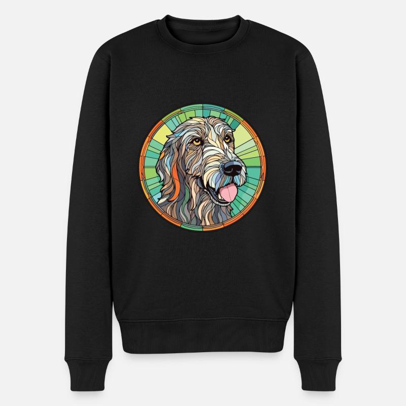 Irischer Wolfshund Hunderasse Aquarell Illustration - Männer Premium Bio Pullover - Schwarz