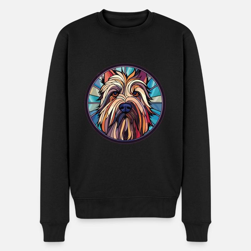Skye Terrier Hunderasse Aquarell Illustration - Männer Premium Bio Pullover - Schwarz