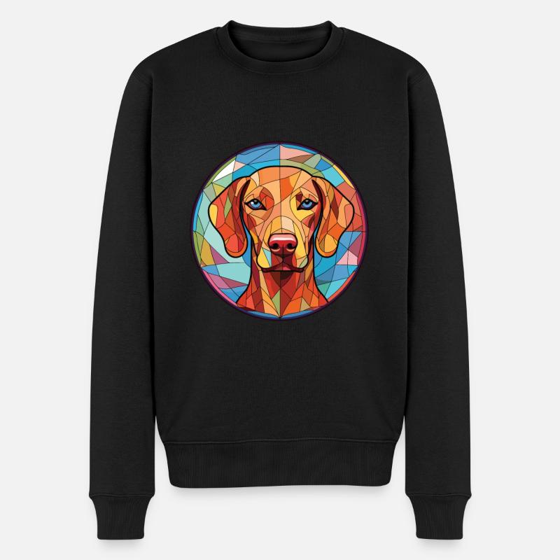 Vizsla Hunderasse Bunte Aquarell-Illustration - Männer Premium Bio Pullover - Schwarz