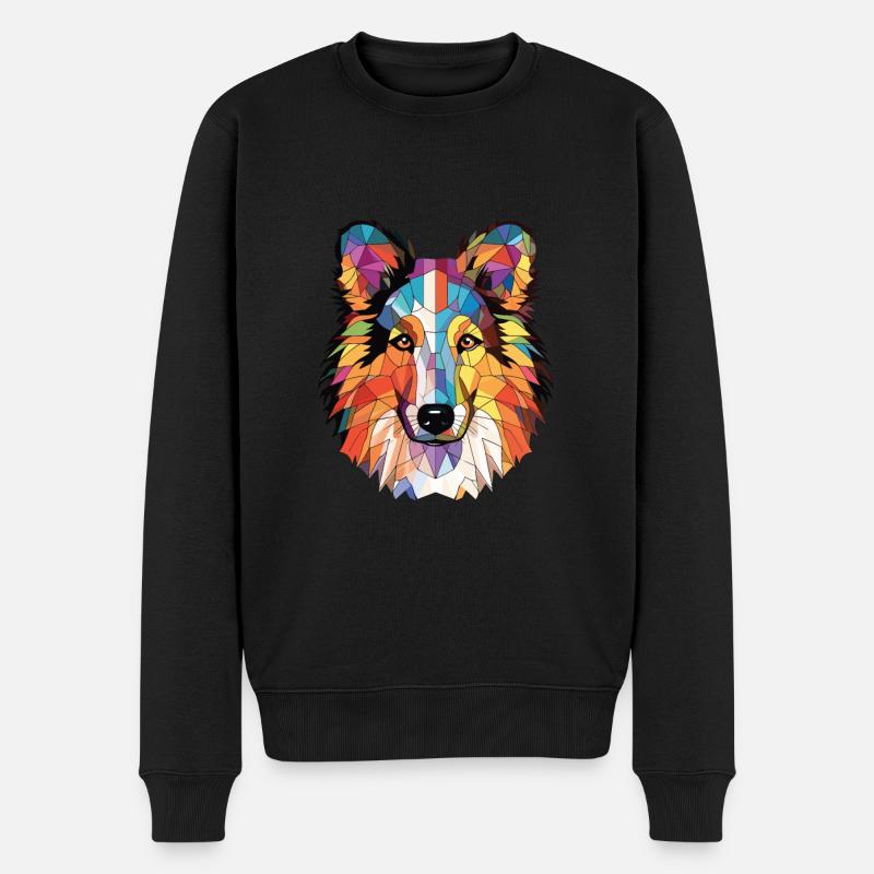 Sheltie Hunderasse bunte Aquarell-Illustration - Männer Premium Bio Pullover - Schwarz