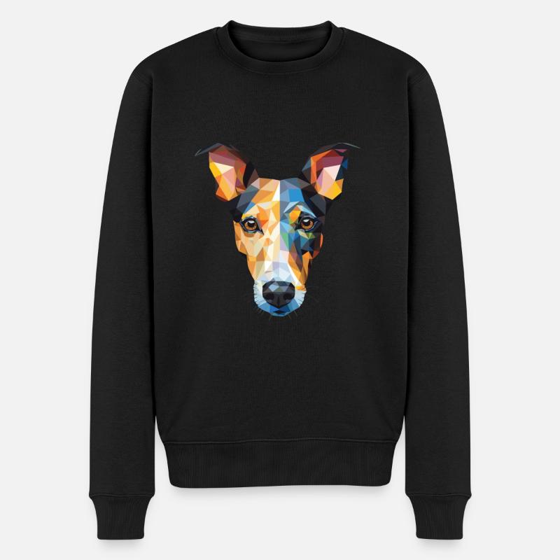 Glatte Foxterrier-Hunderasse buntes Aquarell - Männer Premium Bio Pullover - Schwarz