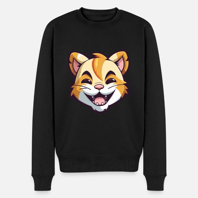 Chat tigre coloré dessin animé aquarelle illustration - Pull Premium bio Homme - noir