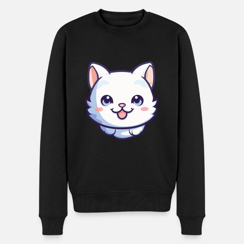Bambino Katze Cartoon Aquarell Illustration - Männer Premium Bio Pullover - Schwarz