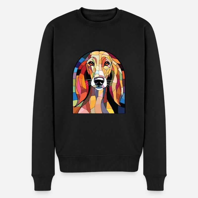 Saluki-Hunderasse Bunte Aquarell-Illustration - Männer Premium Bio Pullover - Schwarz