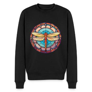 Libelle bunte Aquarell-Tier-Illustration - Männer Premium Bio Pullover - Schwarz - Vorne - Nico (187cm)