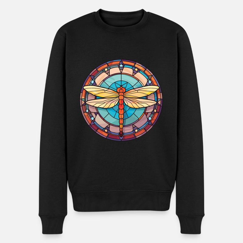 Libelle bunte Aquarell-Tier-Illustration - Männer Premium Bio Pullover - Schwarz